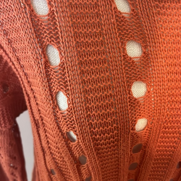 Rust Fringed Long Sleeved Knit Sweater by Sweet Jane/ Size Small - Picture 4 of 8